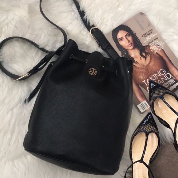 TORY BURCH • Brody Black Bucket Crossbody Bag - Picture 9 of 11
